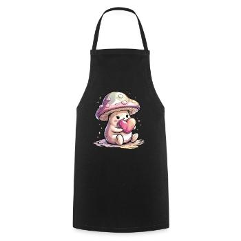 Mush-Love: Mushroom with a heart for you! - Cooking Apron - black - Front - AI Model Male 185 dark (185cm)