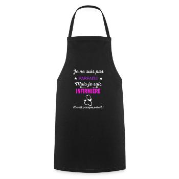 Je ne suis pas parfaite je suis Infirmière - Tablier de cuisine - noir - Devant - AI Model Male 185 dark (185cm)