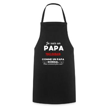 Je suis un Papa TOULOUSAIN - Tablier de cuisine - noir - Devant - AI Model Male 185 dark (185cm)