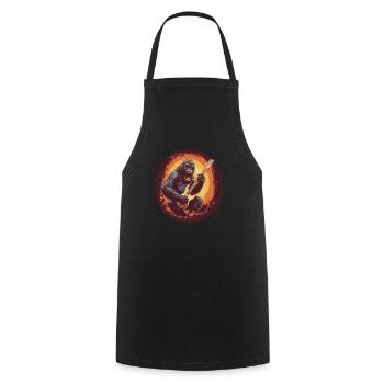Gorilla guitariste avec guitare électrique, - Tablier de cuisine - noir - Devant - AI Model Male 185 dark (185cm)
