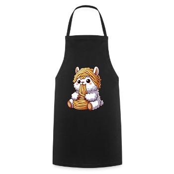 Drôle de lama spaghetti italien maladroit - Tablier de cuisine - noir - Devant - AI Model Male 185 dark (185cm)