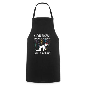 Karneval Kostüm Kölle Alaaf Köln Caution Drunk - Kochschürze - Schwarz - Vorne - AI Model Male 185 dark (185cm)
