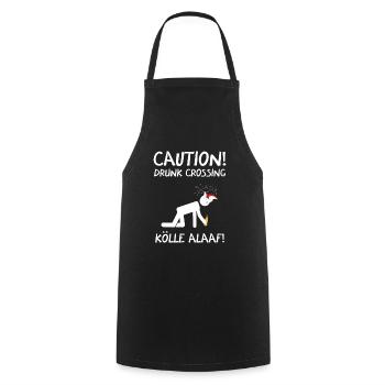 Carnival Costume Kölle Alaaf Cologne Caution Drunk - Cooking Apron - black - Front - AI Model Male 185 dark (185cm)