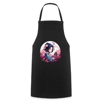 Geisha of Japan - Cooking Apron - black - Front - AI Model Male 185 dark (185cm)