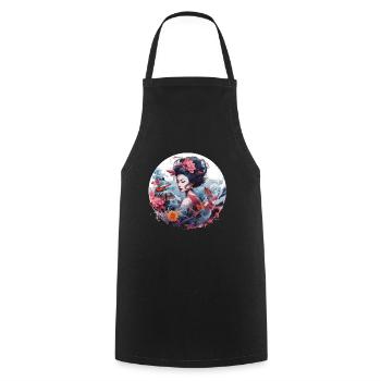 Geisha of Japan - Cooking Apron - black - Front - AI Model Male 185 dark (185cm)