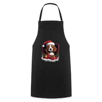 Merry Christmas Beagle - Cooking Apron - black - Front - AI Model Male 185 dark (185cm)