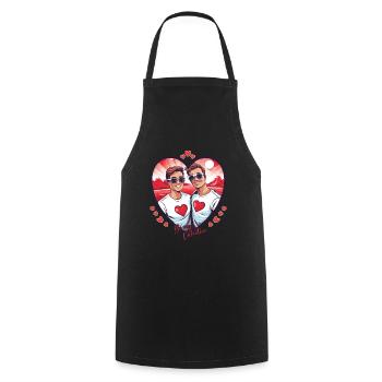 Idée de Saint-Valentin gay LGBT pour les gays - Tablier de cuisine - noir - Devant - AI Model Male 185 dark (185cm)