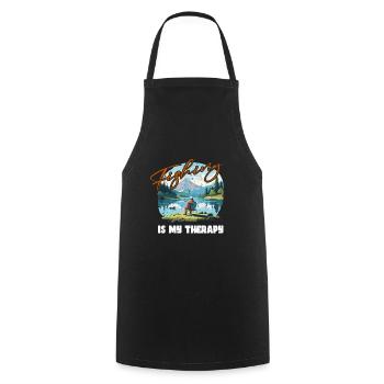 Fishing, Leisure, Contemplative, Quiet, Nature Experience - Cooking Apron - black - Front - AI Model Male 185 dark (185cm)