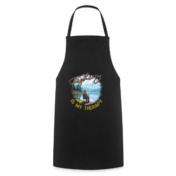 Fishing, Leisure, Contemplative, Quiet, Nature Experience - Cooking Apron - black - Front - AI Model Male 185 dark (185cm)
