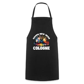 Happy New Year with fireworks in Cologne - Cooking Apron - black - Front - AI Model Male 185 dark (185cm)