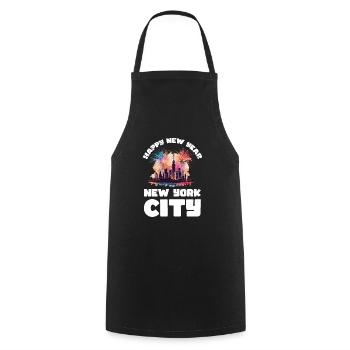 Happy New Year with fireworks in New York - Cooking Apron - black - Front - AI Model Male 185 dark (185cm)