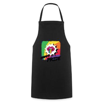 Rainbow Connection Étreinte, Joyeuse Fierté - Tablier de cuisine - noir - Devant - AI Model Male 185 dark (185cm)