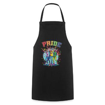 Rainbow Connection Étreinte, Joyeuse Fierté - Tablier de cuisine - noir - Devant - AI Model Male 185 dark (185cm)