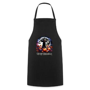Chat effrayé, pas de friandises, juste des tours d’Halloween - Tablier de cuisine - noir - Devant - AI Model Male 185 dark (185cm)
