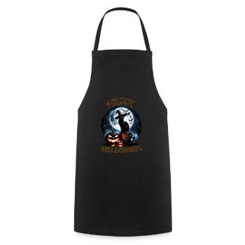 Chat effrayé, pas de friandises, juste des tours d’Halloween - Tablier de cuisine - noir - Devant - AI Model Male 185 dark (185cm)