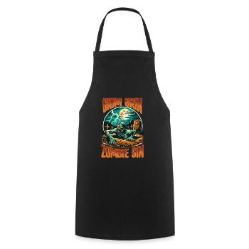 Grim Grin Zombie Sin Happy Halloween Fright - Cooking Apron - black - Front - AI Model Male 185 dark (185cm)