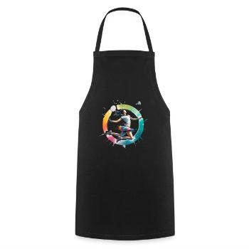 Cooles Badminton Federball Design - Kochschürze - Schwarz - Vorne - AI Model Male 185 dark (185cm)
