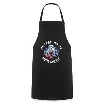 Reading is my hobby - Cooking Apron - black - Front - AI Model Male 185 dark (185cm)
