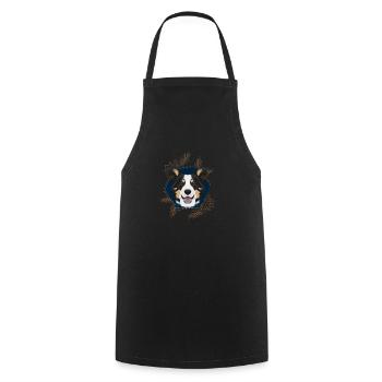 Golden Dog Border Collie - Cooking Apron - black - Front - AI Model Male 185 dark (185cm)