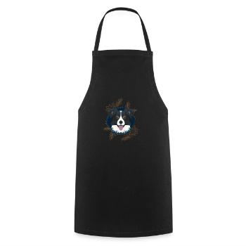 Golden Dog Border Collie - Cooking Apron - black - Front - AI Model Male 185 dark (185cm)