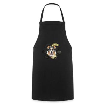 Golden Dog Australian Shepherd - Cooking Apron - black - Front - AI Model Male 185 dark (185cm)