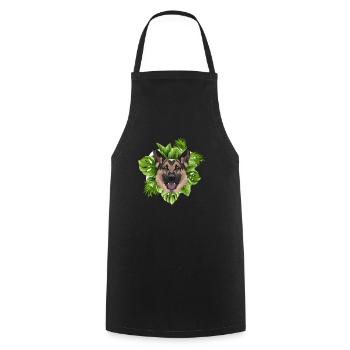 Tropical German Shepherd - Cooking Apron - black - Front - AI Model Male 185 dark (185cm)