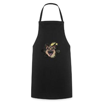 Golden Dog German Shepherd - Cooking Apron - black - Front - AI Model Male 185 dark (185cm)