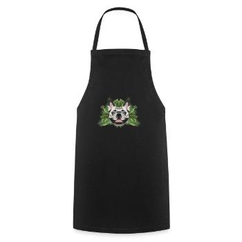 Tropical French Bulldog - Cooking Apron - black - Front - AI Model Male 185 dark (185cm)