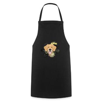Golden Dog Golden Retriever - Cooking Apron - black - Front - AI Model Male 185 dark (185cm)