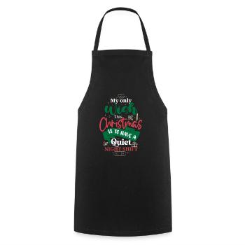 Christmas Wish Quiet Night Shift Nurse - Cooking Apron - black - Front - AI Model Male 185 dark (185cm)