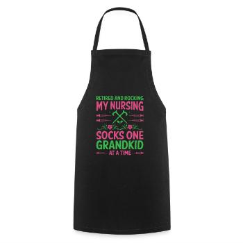 Grand-mère retraitée Pension Infirmière infirmière en soins infirmiers - Tablier de cuisine - noir - Devant - AI Model Male 185 dark (185cm)