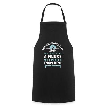 Grand-mère retraitée Pension Infirmière infirmière en soins infirmiers - Tablier de cuisine - noir - Devant - AI Model Male 185 dark (185cm)