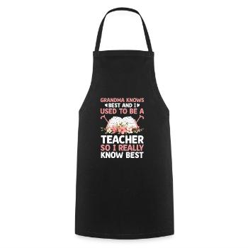 Retired Grandma Pensioner Pension Teacher Teach Re - Cooking Apron - black - Front - AI Model Male 185 dark (185cm)