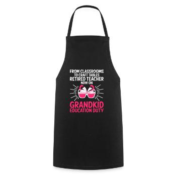 Retired Grandma Pensioner Pension Teacher Teach Re - Cooking Apron - black - Front - AI Model Male 185 dark (185cm)