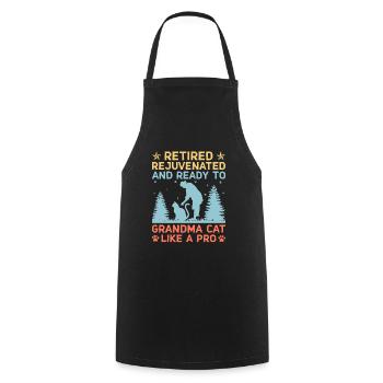 Amoureux des chats Grand-mère retraitée Retraité Propriétaire de chat Chat - Tablier de cuisine - noir - Devant - AI Model Male 185 dark (185cm)