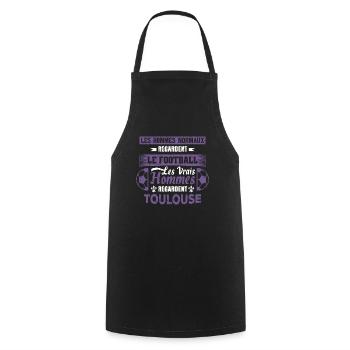 les vrais hommes regardent toulouse fans club foot - Tablier de cuisine - noir - Devant - AI Model Male 185 dark (185cm)