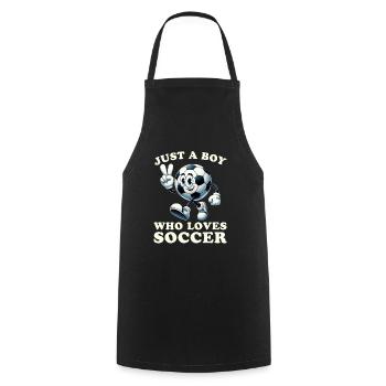 Nur Ein Junge, Der Fußball Liebt. Fußballspieler, - Kochschürze - Schwarz - Vorne - AI Model Male 185 dark (185cm)