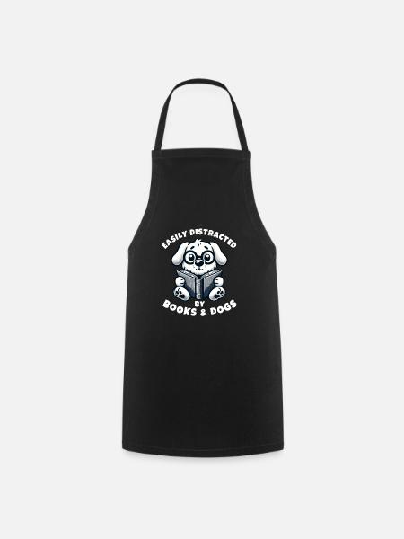 Children are easily seduced by books and dogs - Cooking Apron - black