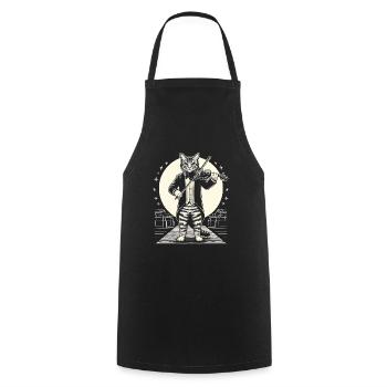 Cat Playing Violin Instrument Violinist Fiddler Vi - Cooking Apron - black - Front - AI Model Male 185 dark (185cm)