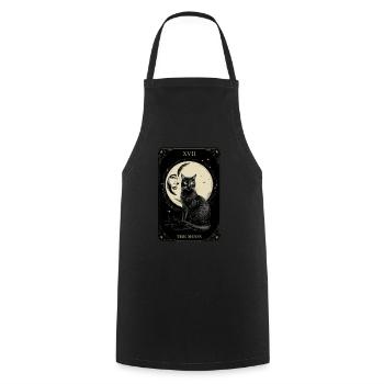 Mysteriöser Mond und schwarze Katze XVII - Kochschürze - Schwarz - Vorne - AI Model Male 185 dark (185cm)