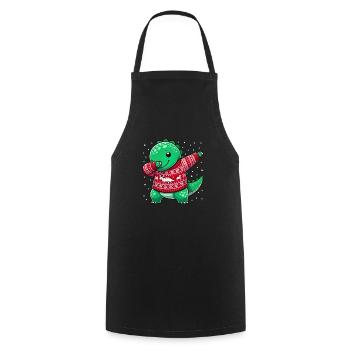 Noël Dino Dinosaure Moche Noël - Tablier de cuisine - noir - Devant - AI Model Male 185 dark (185cm)