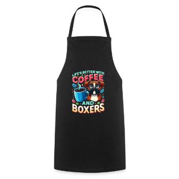 Das Leben ist besser mit Kaffee und Boxershorts Koffein - Kochschürze - Schwarz - Vorne - AI Model Male 185 dark (185cm)