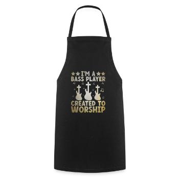 Je suis un bassiste créé pour vénérer un groupe de musiciens - Tablier de cuisine - noir - Devant - AI Model Male 185 dark (185cm)
