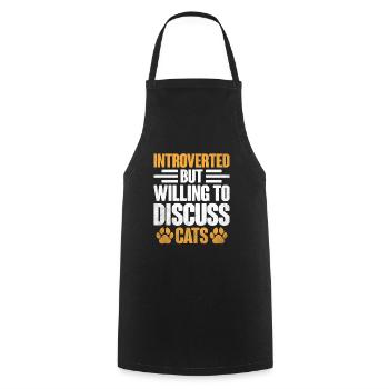 Introverted But Willing To Discuss Cats Sayings - Cooking Apron - black - Front - AI Model Male 185 dark (185cm)
