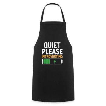 Quiet Please Introverting Sayings For Introverts - Cooking Apron - black - Front - AI Model Male 185 dark (185cm)