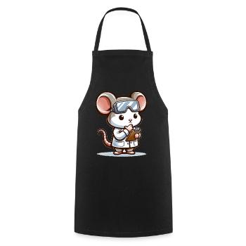 Cute Mouse Scientist - Cooking Apron - black - Front - AI Model Male 185 dark (185cm)