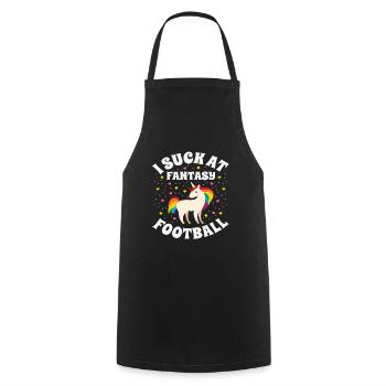 I Suck At Fantasy Football Unicorn Loose Gift - Cooking Apron - black - Front - AI Model Male 185 dark (185cm)