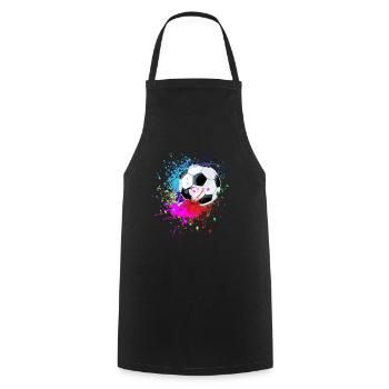 Colorful soccer splash design - Cooking Apron - black - Front - AI Model Male 185 dark (185cm)