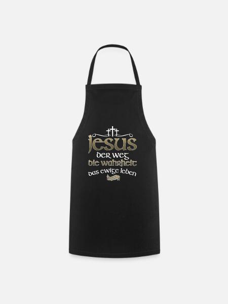 Jesus Christus Shirt Bibelvers Ich bin der Weg - Kochschürze - Schwarz
