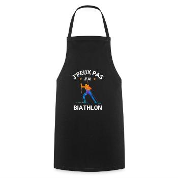 j'peux pas j'ai biathlon - humour sport d'hiver - Tablier de cuisine - noir - Devant - AI Model Male 185 dark (185cm)